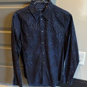 Paul Smith Men's Navy and Black Textured Shirt